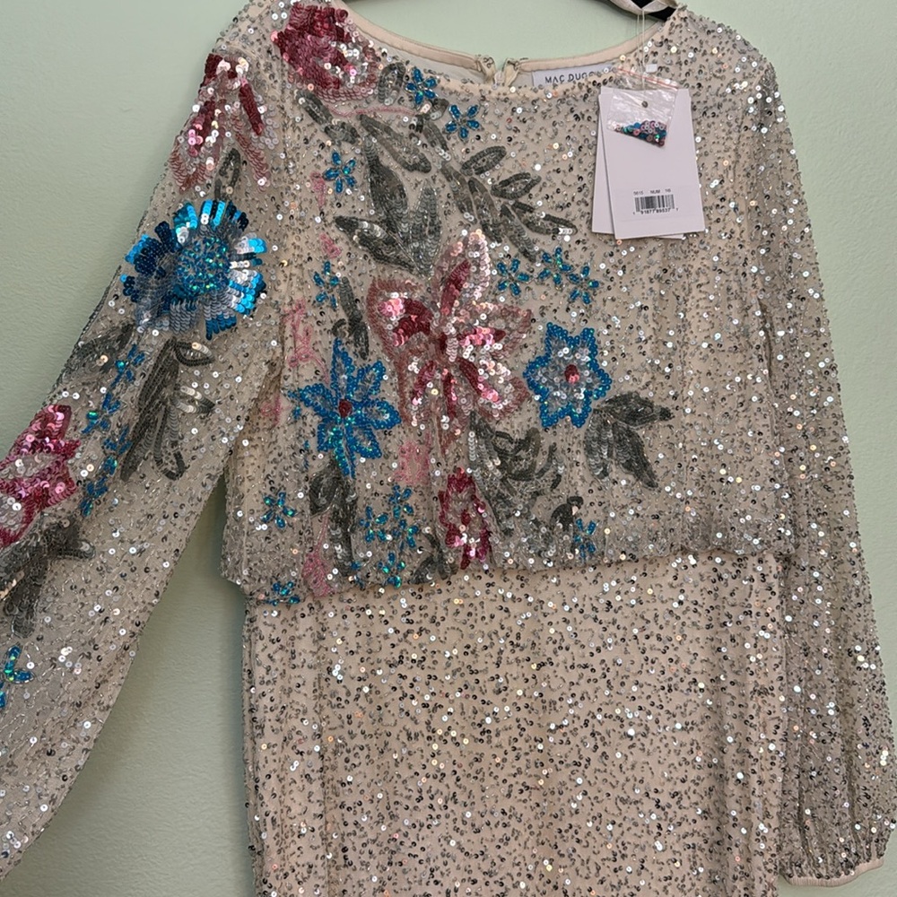 MAC DUGGAL 5615 DRESS size 16 beige  embellished floral gown - Picture 17 of 17